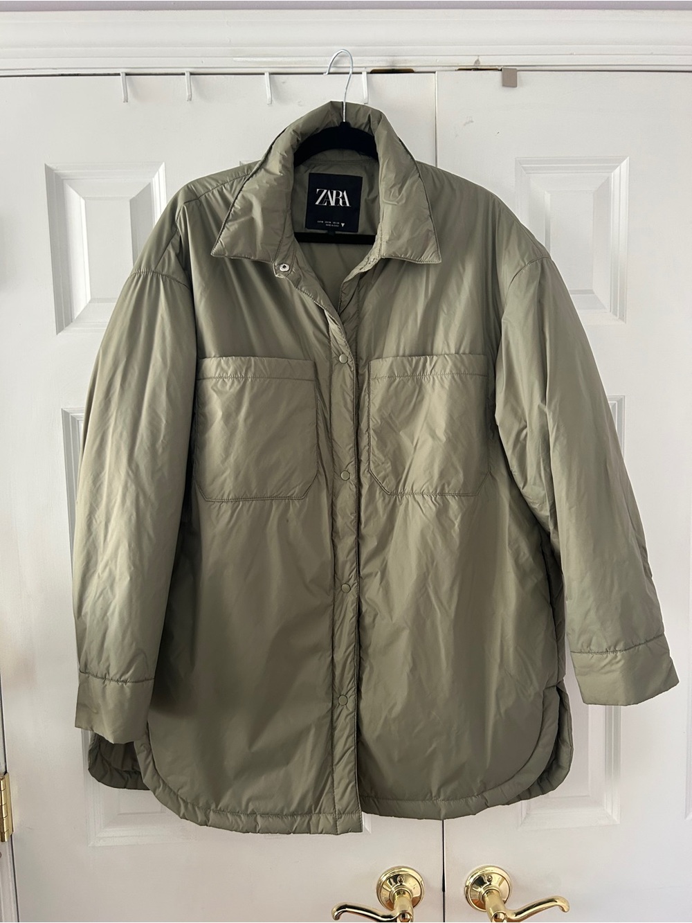 Zara Olive Green Puffer Shacket